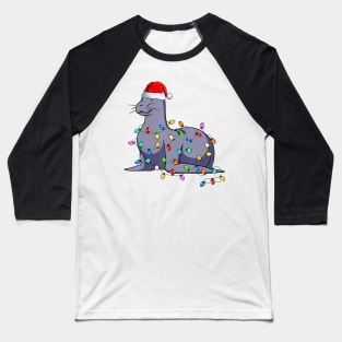 Seal Wearing Santa Hat Xmas Seals Lover Christmas Baseball T-Shirt